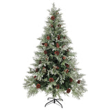 Vidaxl Weihnachtsbaum mit LED- und Kiefernkegeln 120 cm PVC und PE grün und weiß