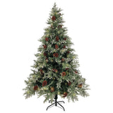 Vidaxl Weihnachtsbaum mit LED- und Kiefernkegeln 120 cm PVC und PE grün und weiß