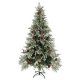 Vidaxl Weihnachtsbaum mit LED- und Kiefernzapfen 195 cm PVC und PE grün und weiß