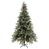 Vidaxl Weihnachtsbaum mit LED- und Kiefernzapfen 195 cm PVC und PE grün und weiß