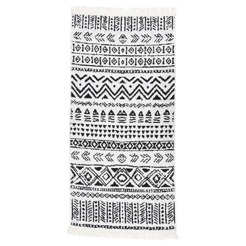 Vidaxl Rug 100x200 cm Algodón en blanco y negro