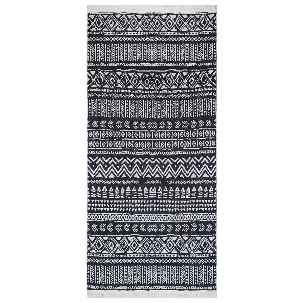 Vidaxl Rug 100x200 cm Algodón en blanco y negro