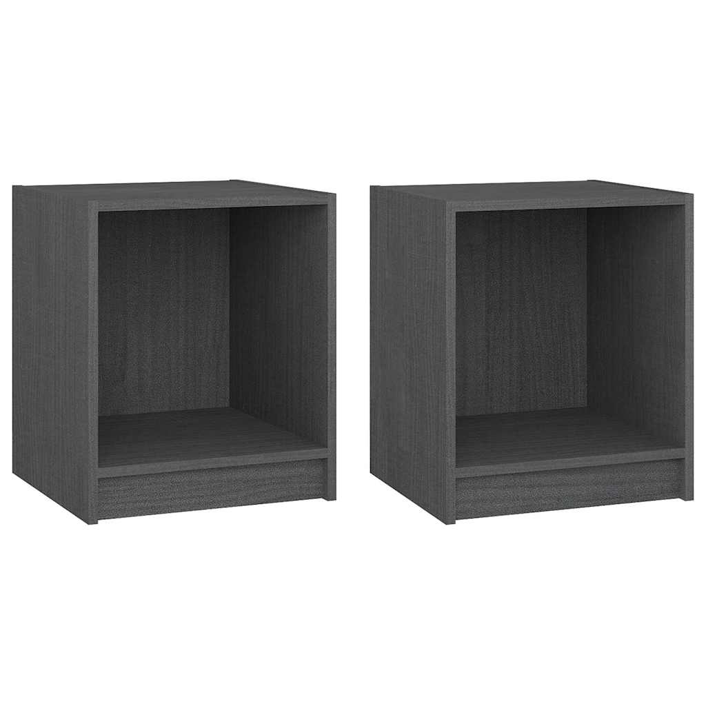 Vidaxl nachtkastjes 2 st 35,5x33,5x41,5 cm massief grenenhout grijs