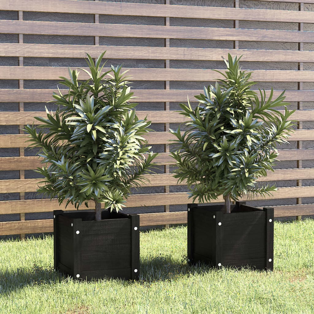 Jardinières vidaxl 2 pcs 31x31x31 cm en pin solide noire