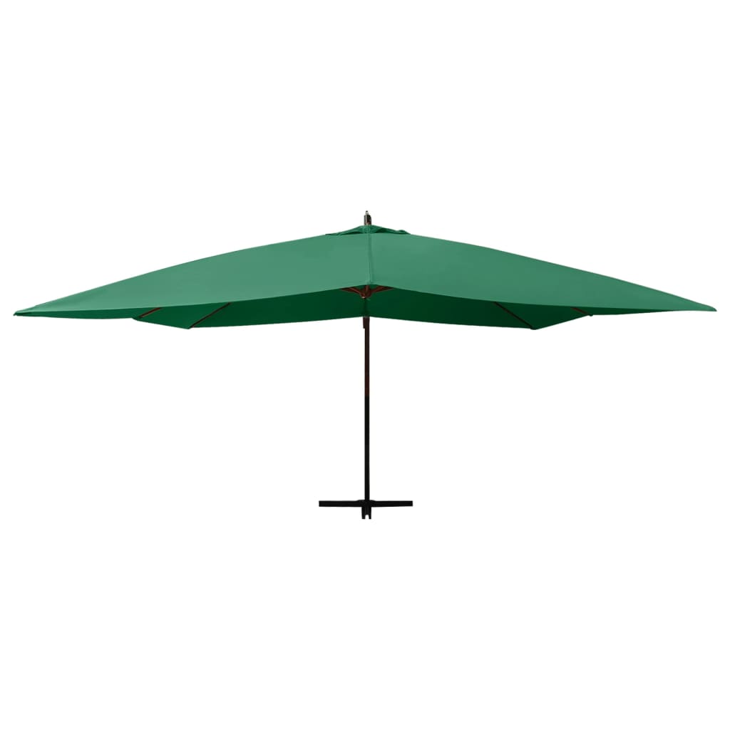 Vidaxl flytende parasol med trepol 400x300 cm grønn