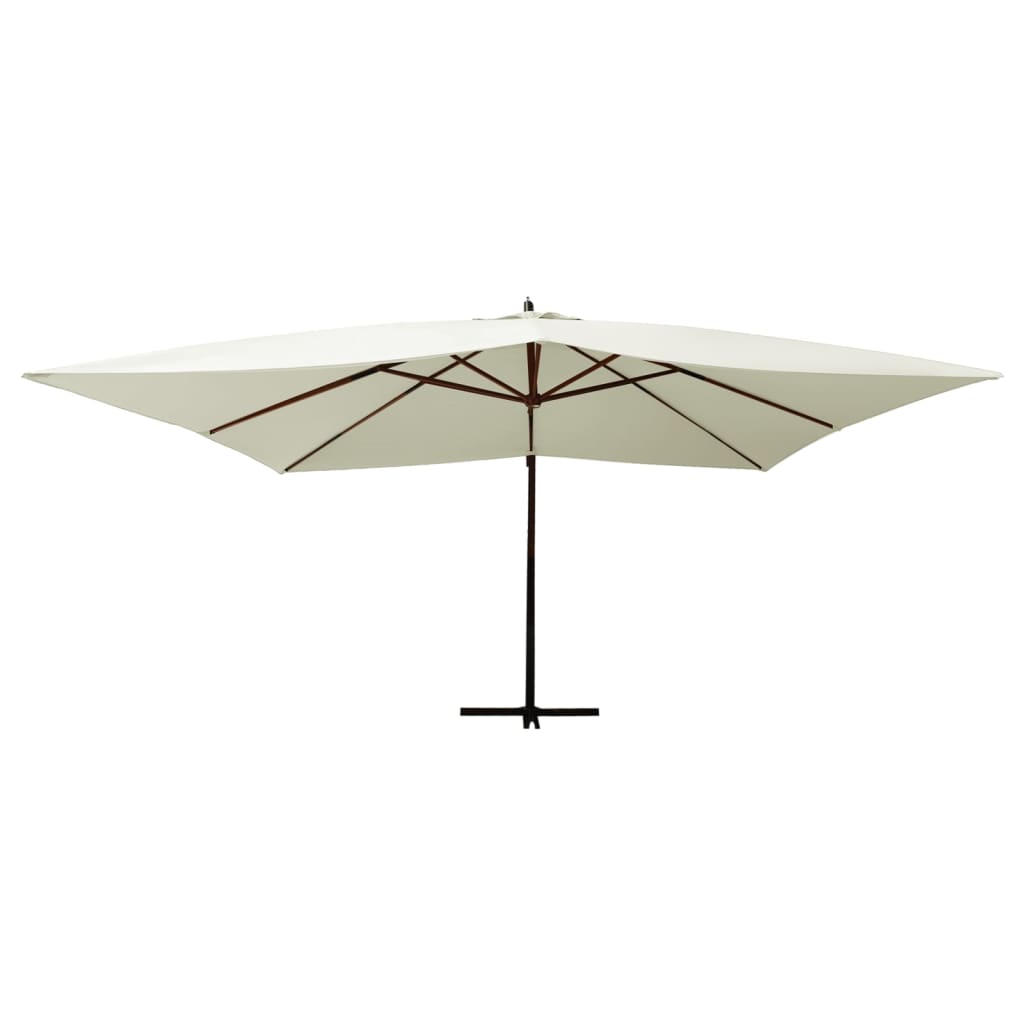 Vidaxl flytende parasol med trepol 400x300 cm sandhvit