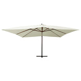 Vidaxl flytende parasol med trepol 400x300 cm sandhvit