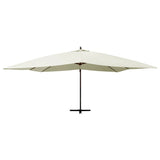 Vidaxl zweefparasol met houten paal 400x300 cm zandwit