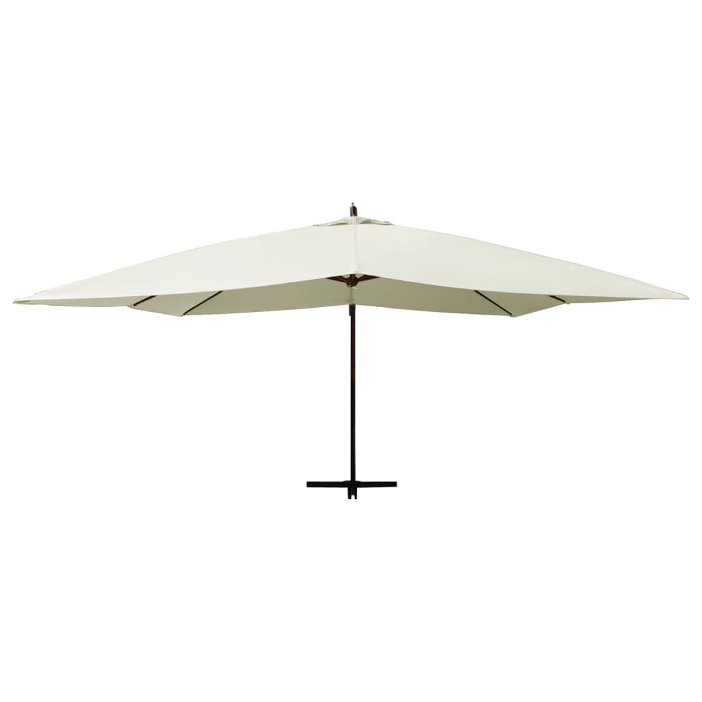 Vidaxl flytende parasol med trepol 400x300 cm sandhvit