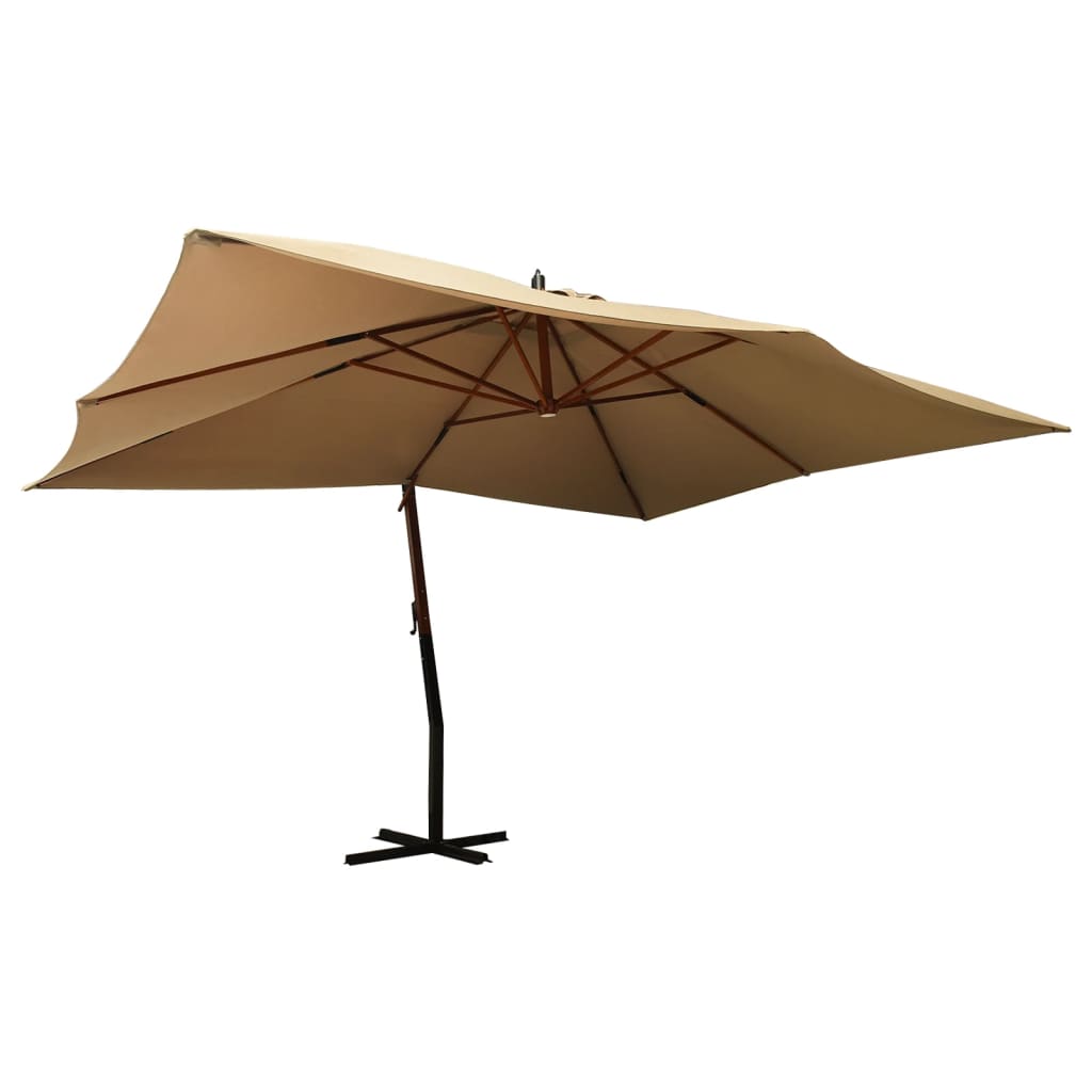 Vidaxl flytende parasol med trepol 400x300 cm taupe