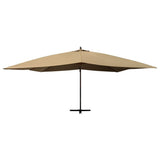 Vidaxl zweefparasol met houten paal 400x300 cm taupe