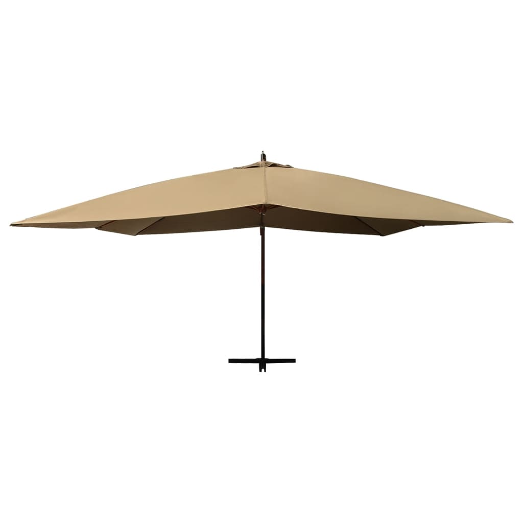 Vidaxl flytende parasol med trepol 400x300 cm taupe