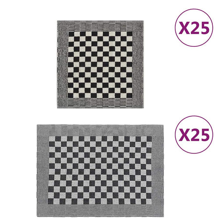 Vidaxl 50-delige keukendoekenset katoen zwart en wit