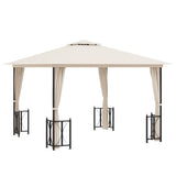 Vidaxl arbor with side walls and double roof 3x3 m cream colored