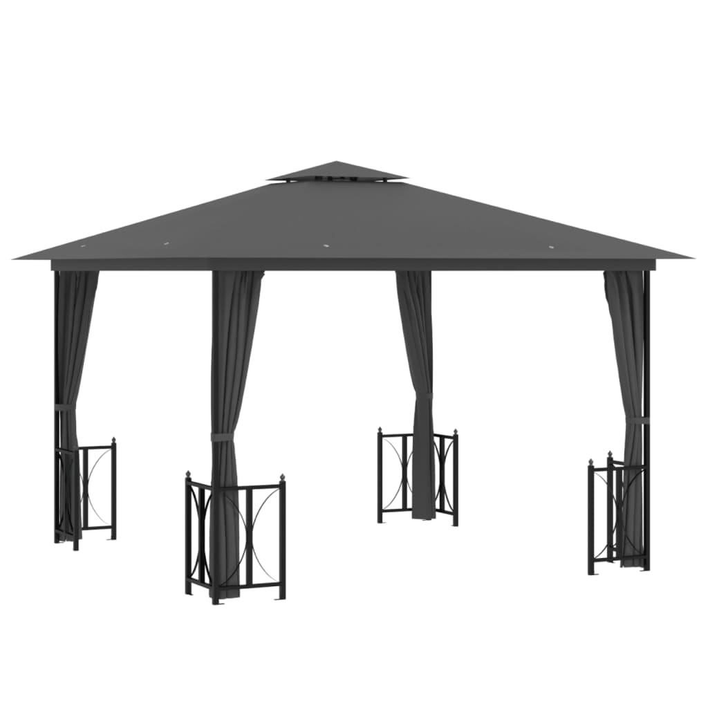 Vidaxl arbor with side walls and double roof 3x3 m anthracite -colored