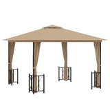 Vidaxl Arbor s stranskimi stenami in dvojno streho 3x3 m taupe