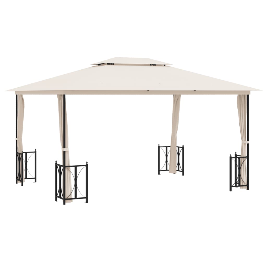 Vidaxl arbor with side walls and double roof 3x4 m cream colored