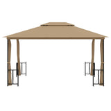 Vidaxl arbor with side walls and double roof 3x4 m taupe