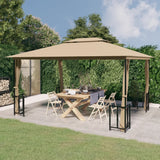 Vidaxl arbor with side walls and double roof 3x4 m taupe