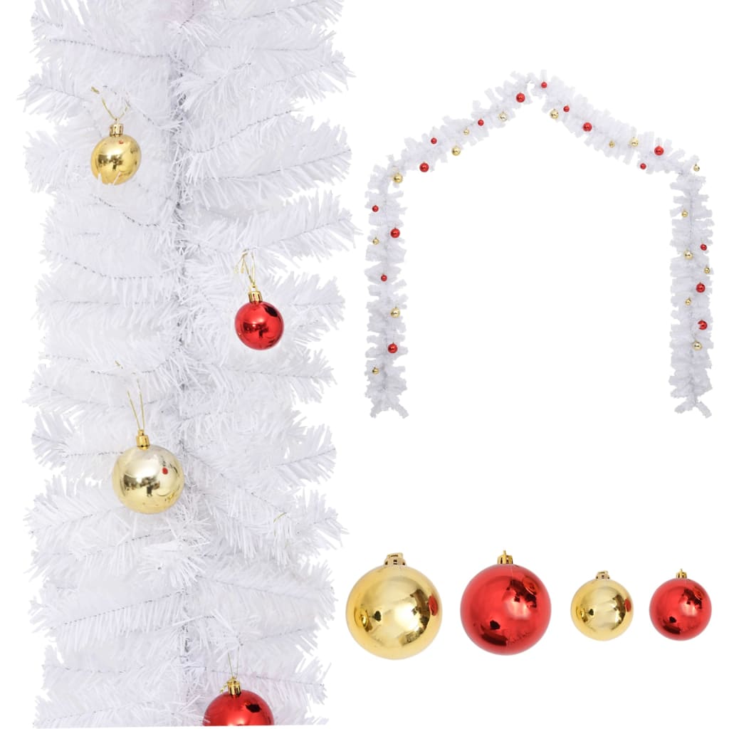 Vidaxl Christmas garland decorated with Christmas balls 5 m white