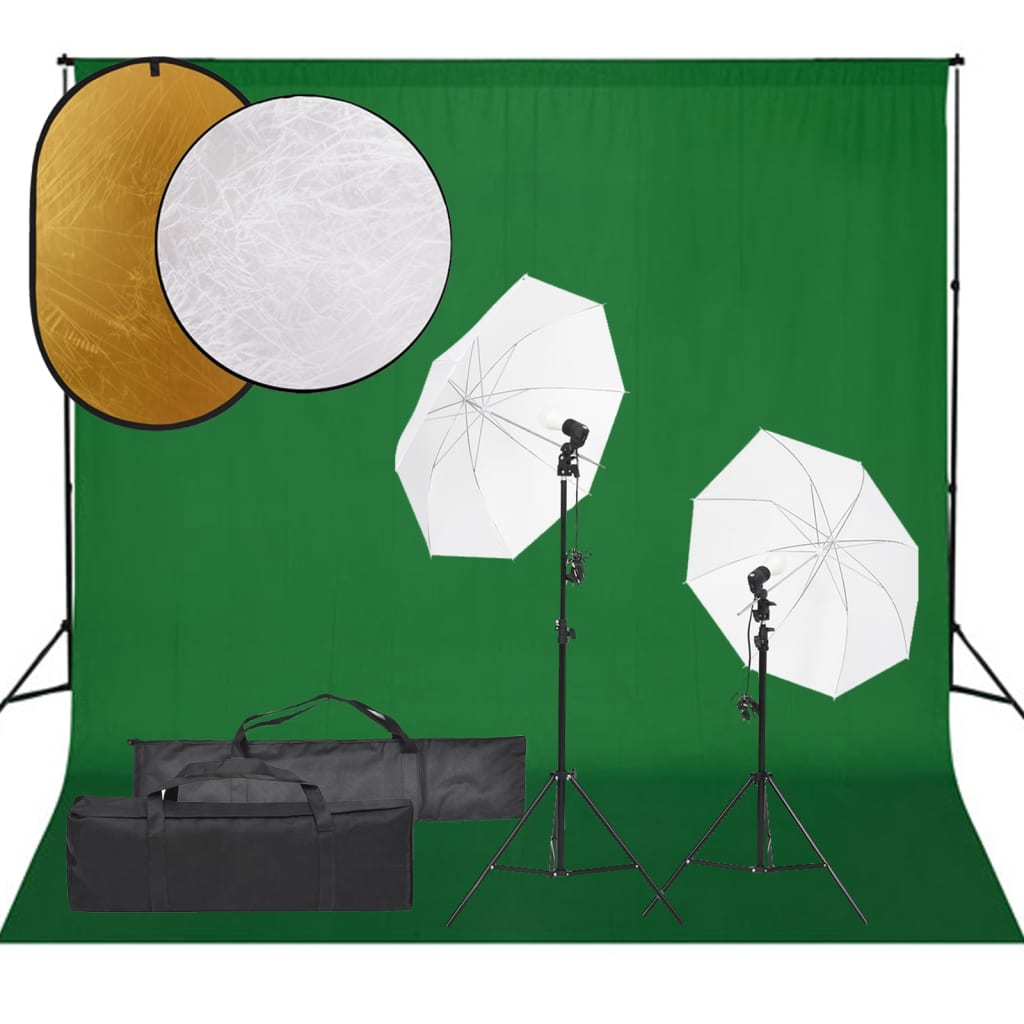 Vidaxl Photo studio set with lighting set, background and reflector