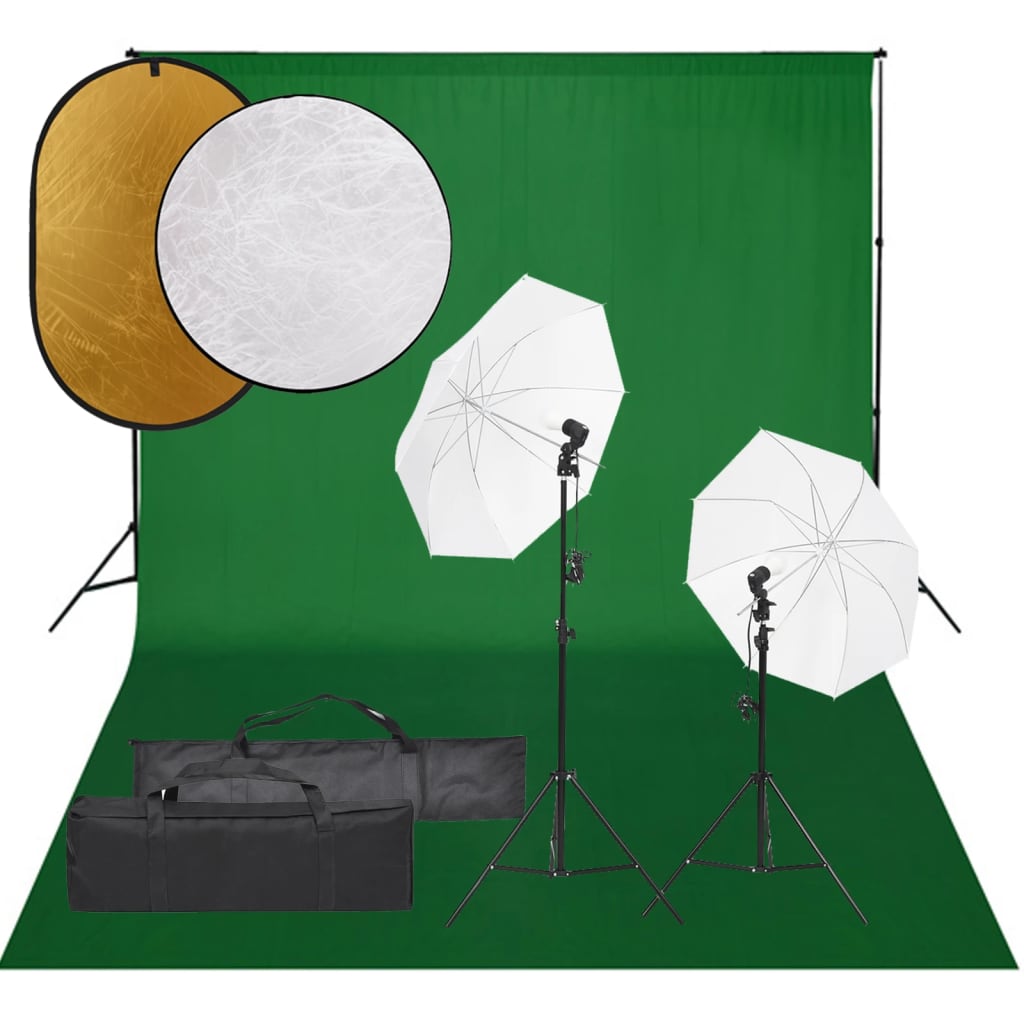 Vidaxl Photo studio set with lighting set, background and reflector