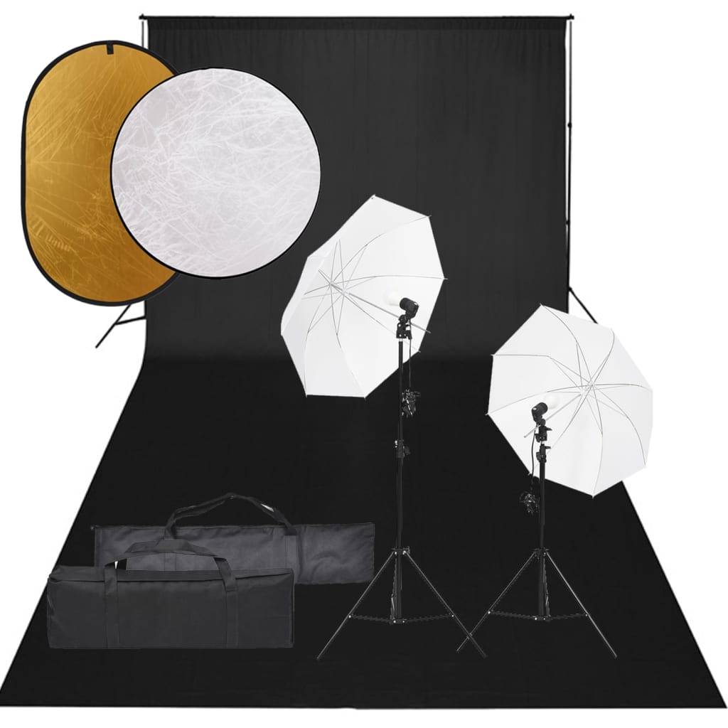 Vidaxl Photo studio set with lighting set, background and reflector