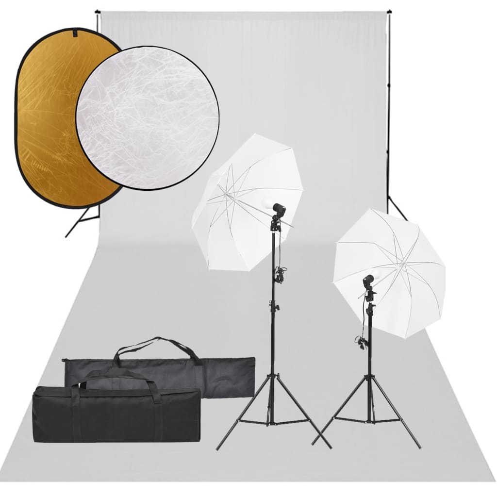 Vidaxl Photo studio set with lighting set, background and reflector