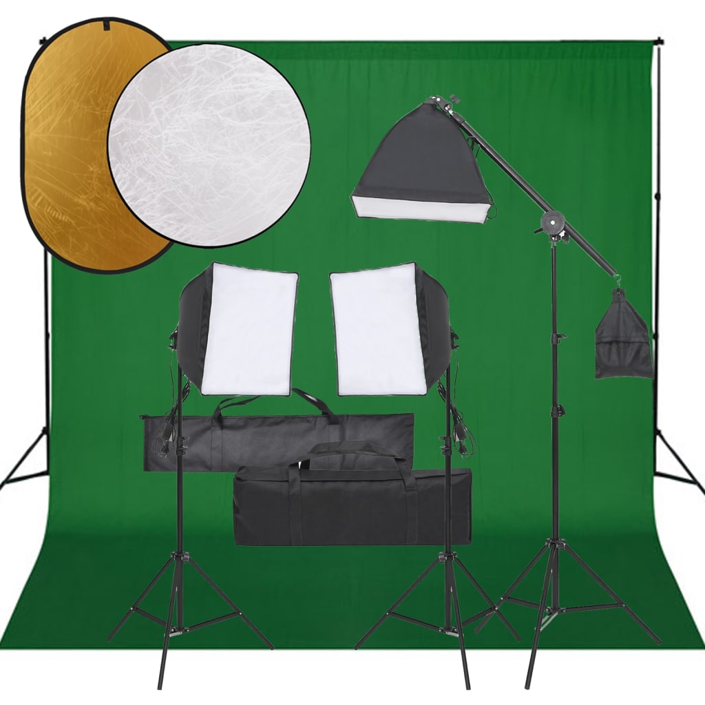 Vidaxl Photo studio set with lighting set, background and reflector