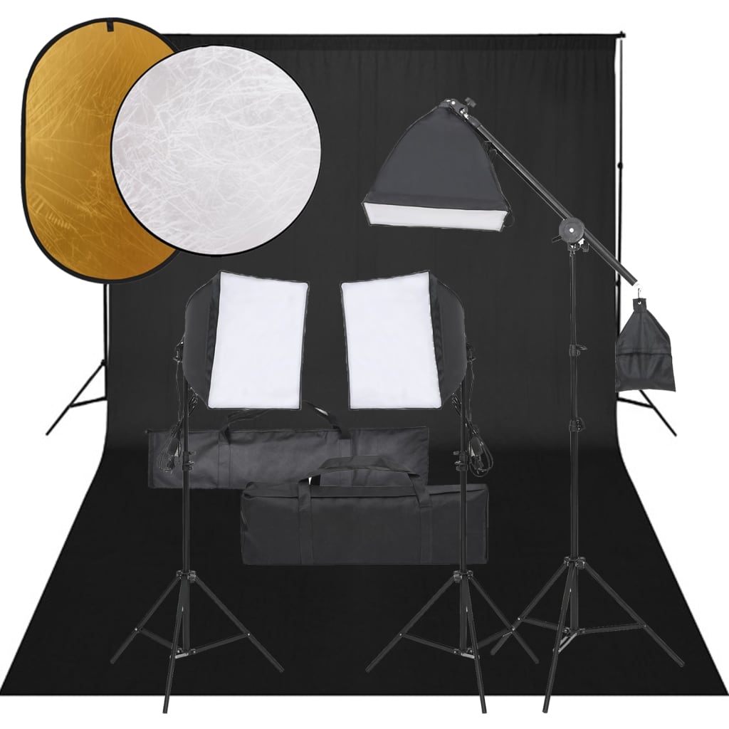 Vidaxl Photo studio set with lighting set, background and reflector