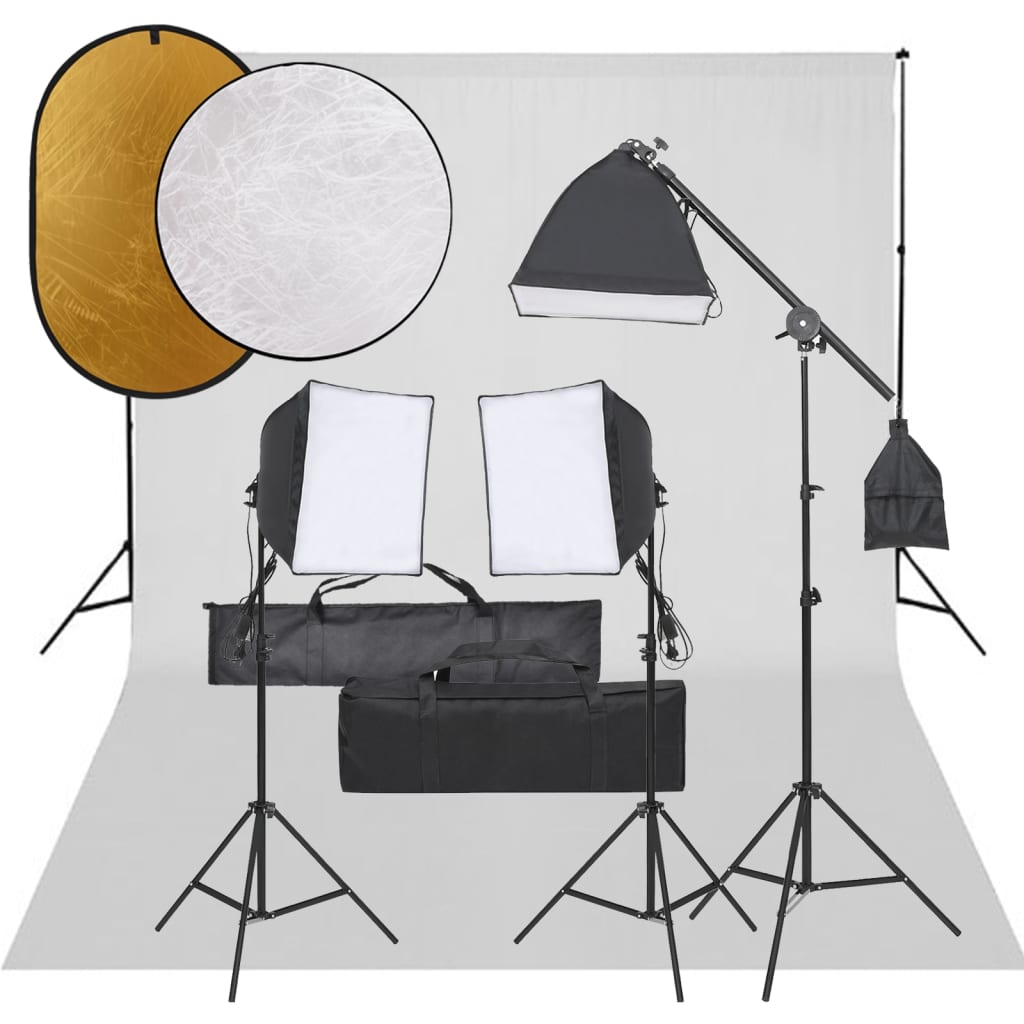 Vidaxl Photo Studio Set med belysning, bakgrund och reflektor