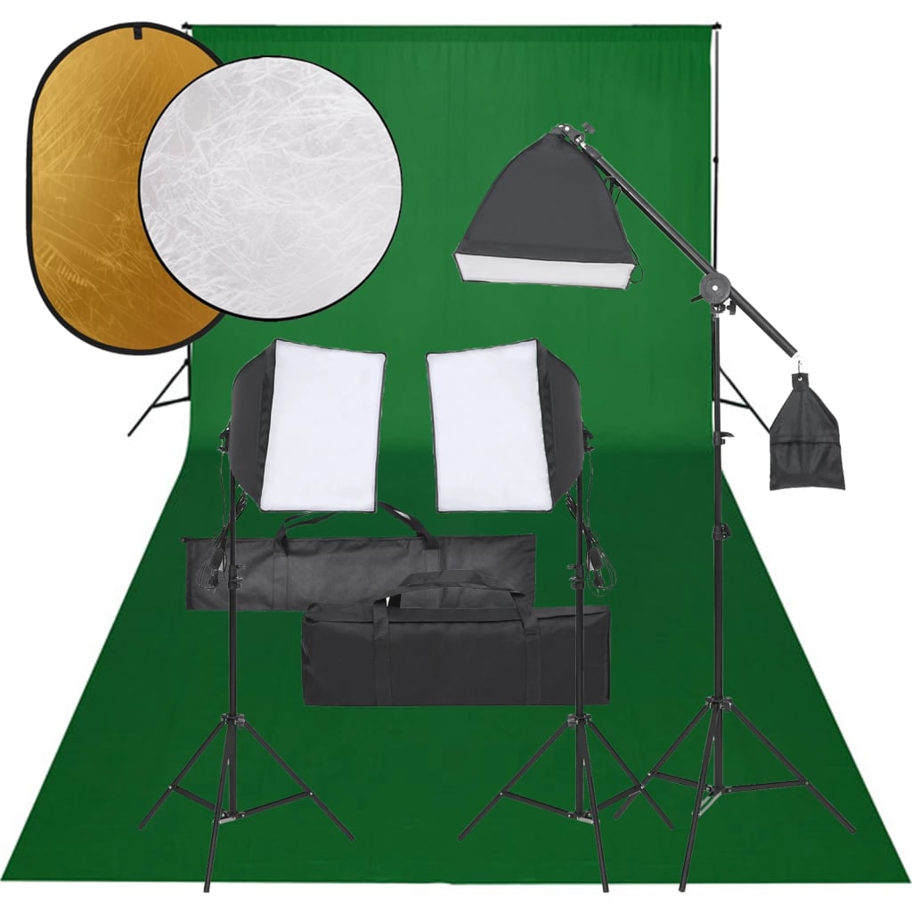 Vidaxl Photo studio set with lighting set, background and reflector