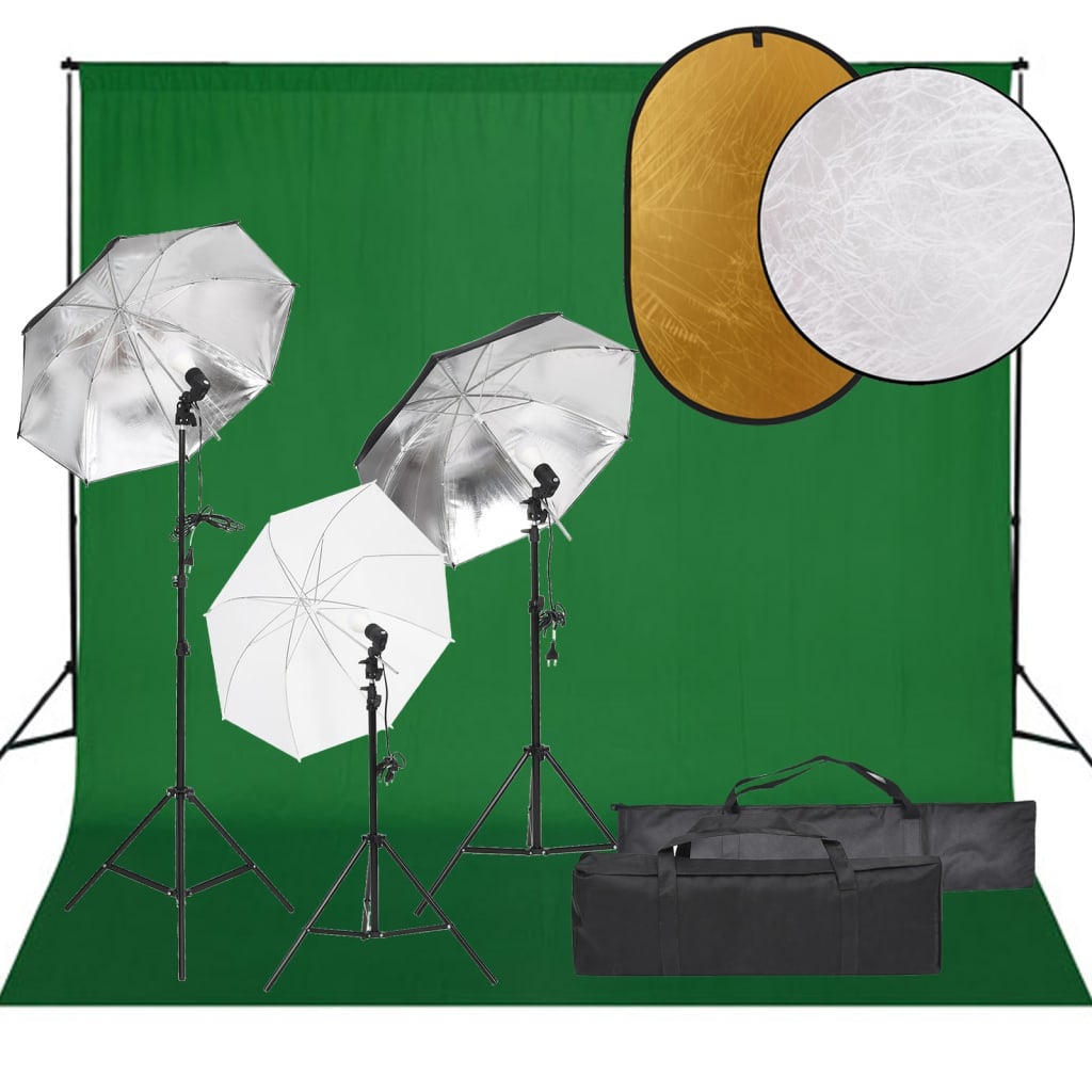 Vidaxl Photo studio set with lighting set, background and reflector