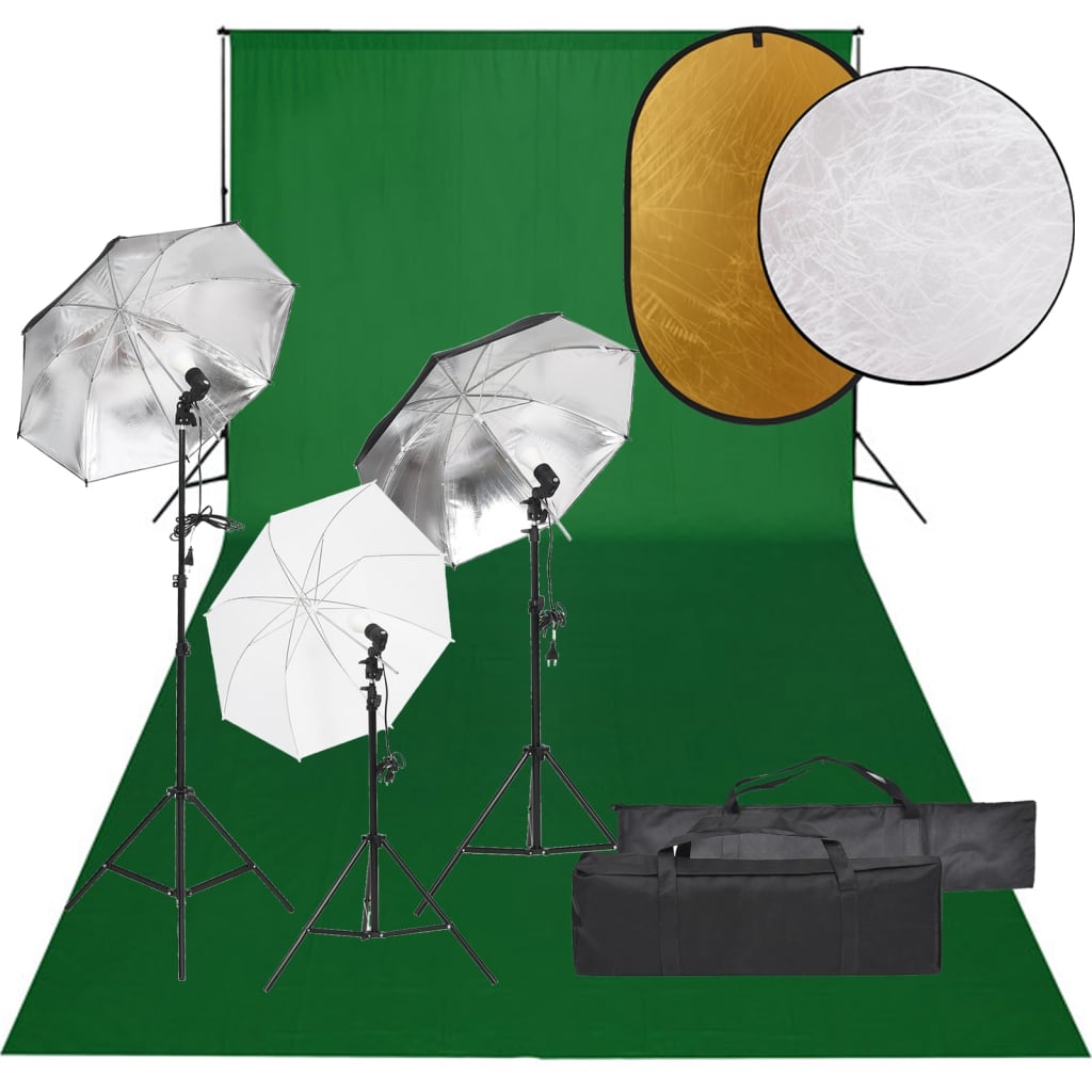 Vidaxl Photo studio set with lighting set, background and reflector