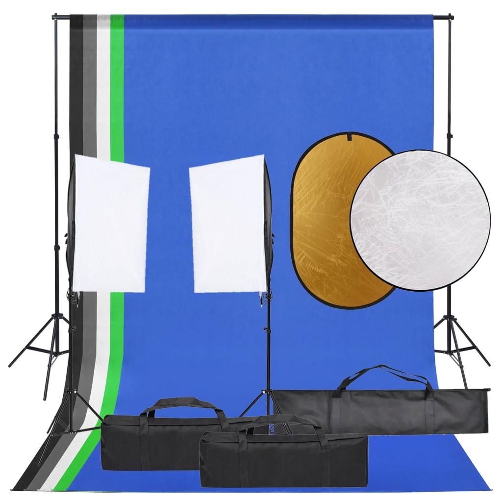 Vidaxl Photo studio set with lighting set, background and reflector