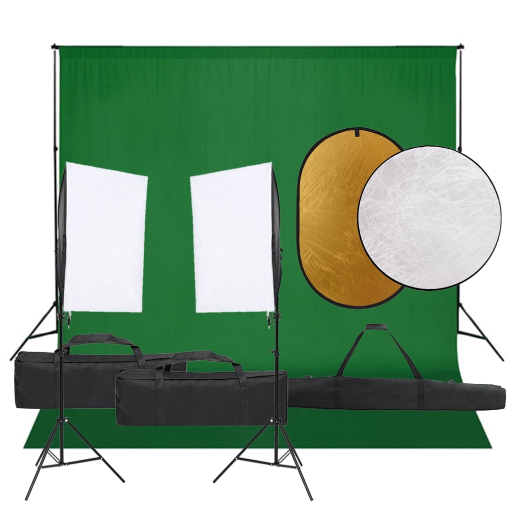 Vidaxl Photo studio set with lighting set, background and reflector