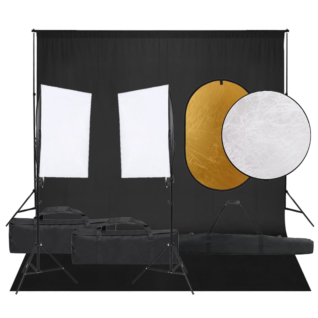 Vidaxl Photo studio set with lighting set, background and reflector