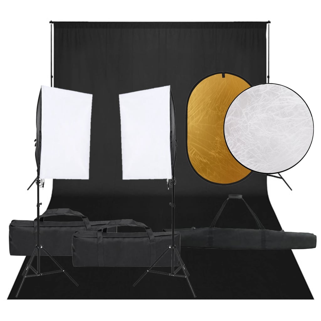 Vidaxl Photo studio set with lighting set, background and reflector