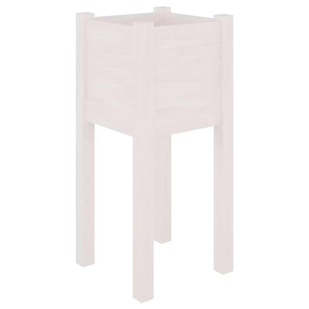 Vidaxl plantenbakken 2 st 31x31x70 cm massief grenenhout wit