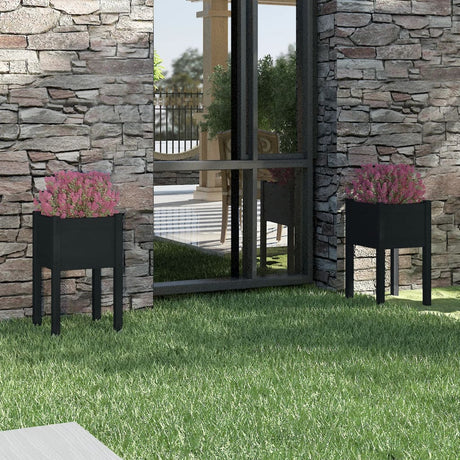 Vidaxl plantenbakken 2 st 40x40x70 cm massief grenenhout zwart