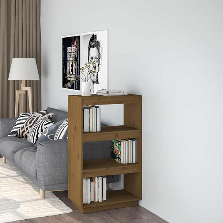 Vidaxl boekenkast kamerscherm massief grenenhout honingbruin