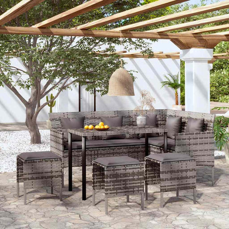 Vidaxl 5-delige loungeset met kussens l-vormig poly rattan grijs