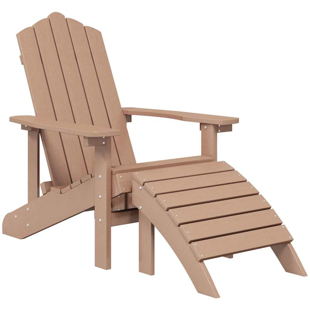 Vidaxl tuinstoel adirondack met voetenbank hdpe bruin
