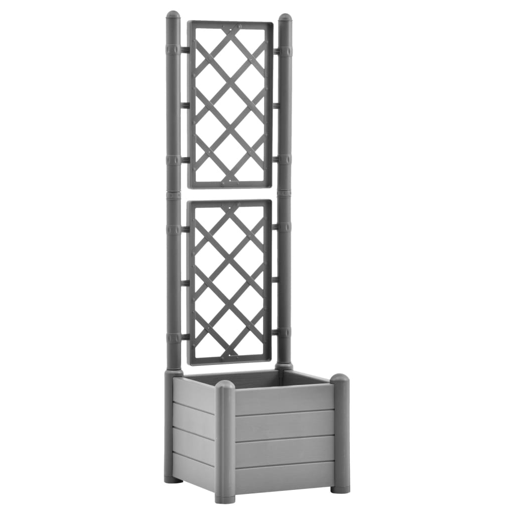 Plantador Vidaxl con latwerk 43x43x142 cm pp de piedra gris