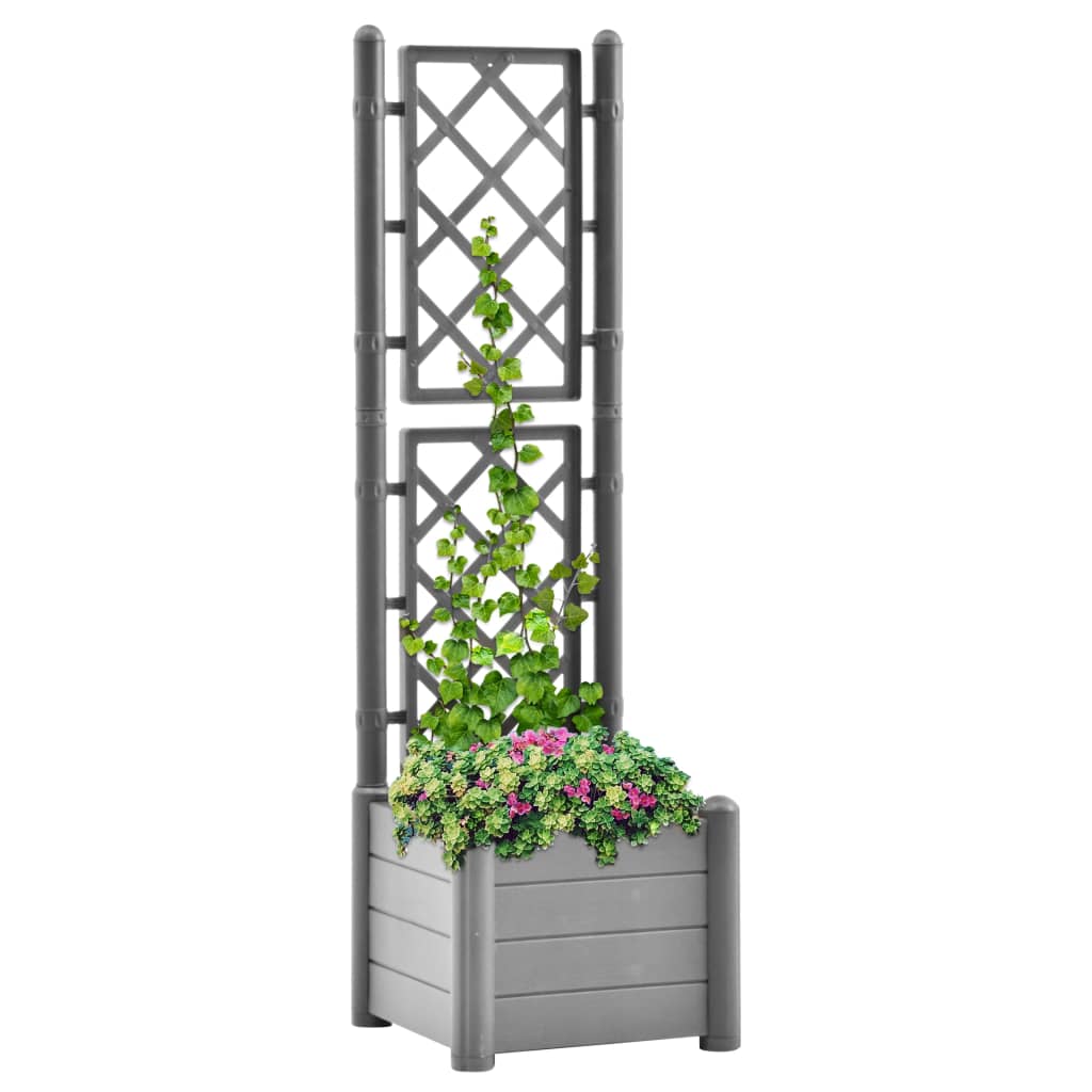 Plantador Vidaxl con latwerk 43x43x142 cm pp de piedra gris