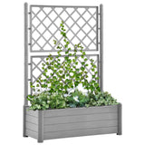 Plantador Vidaxl con latwerk 100x43x142 cm pp de piedra gris