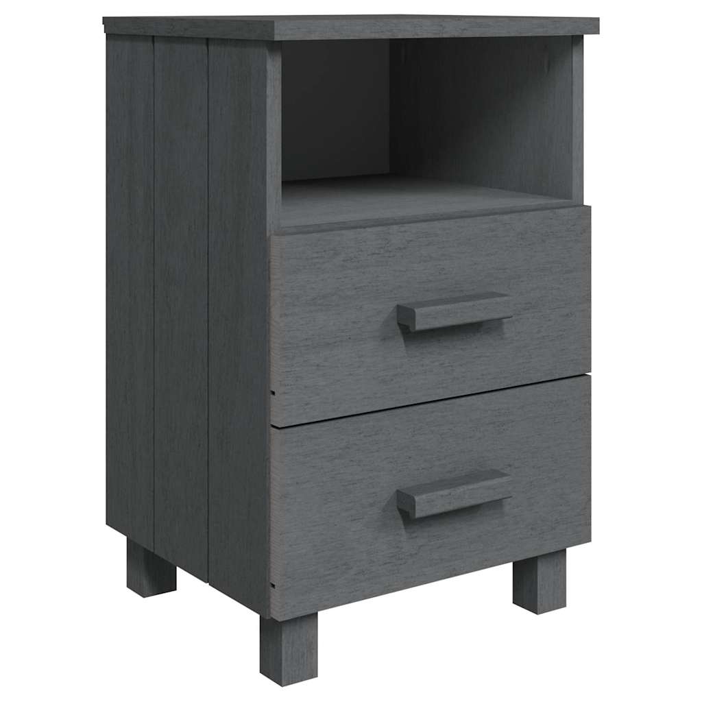 Vidaxl nachtkastje hamar 40x35x62 cm massief grenenhout donkergrijs