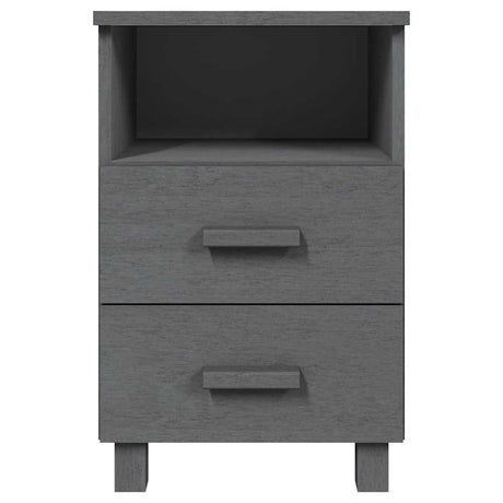 Vidaxl nachtkastje hamar 40x35x62 cm massief grenenhout donkergrijs
