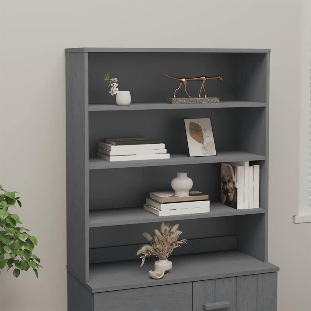 Vidaxl opzetkast hamar 90x30x100 cm massief grenenhout donkergrijs