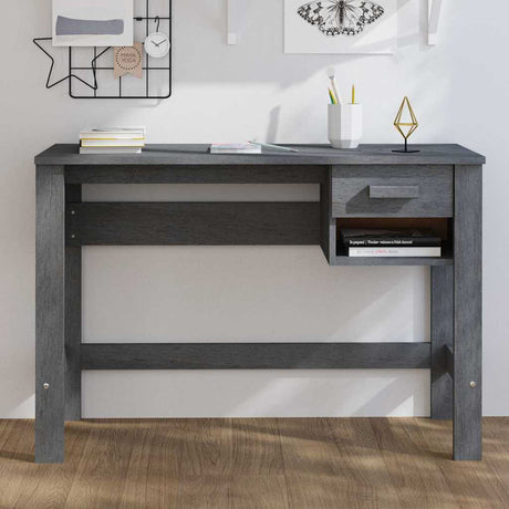 Vidaxl bureau hamar 110x40x75 cm massief grenenhout donkergrijs
